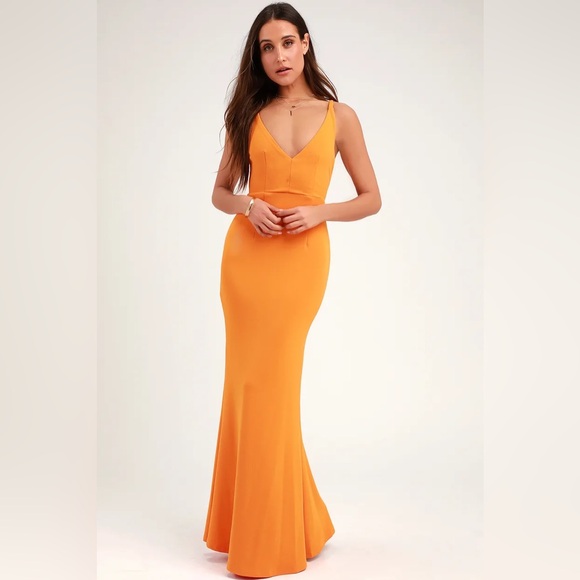 Lulus XS Melora Orange Mango Maxi Dress BNWT - Picture 2 of 4